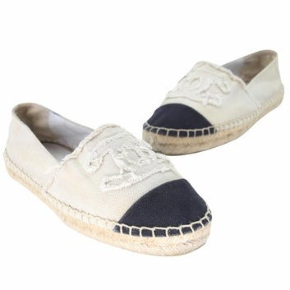 CHANEL ESPADRILLE CC RAW CANVAS WOVEN FLATS CC-0508N-0168